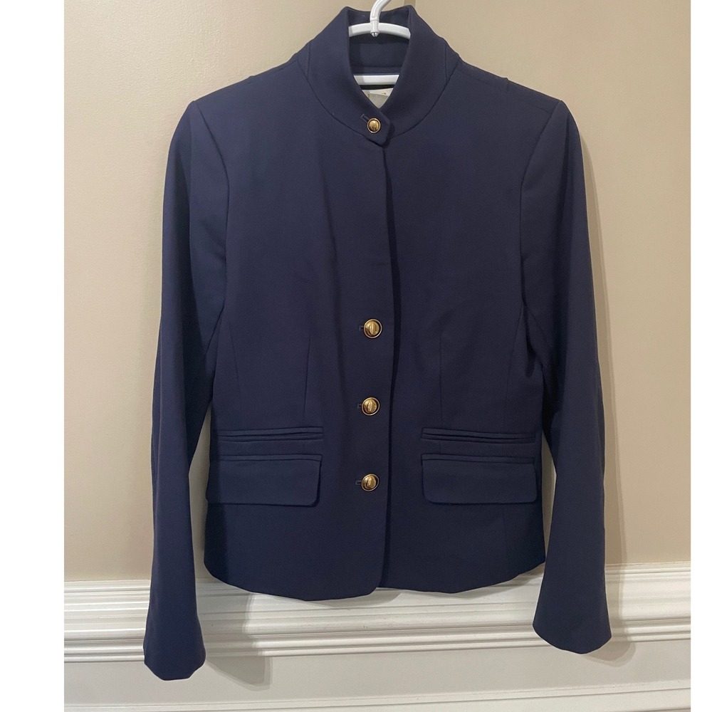 Maeve Anthropologie Ponte Peacoat Blazer Navy Blue Military Jacket Size 4
